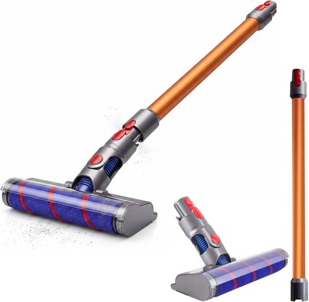 Ticimark Dyson V7 V8 V10 V11 V15 ile Uyumlu Lazer Işıklı Turbo Başlık ve Turuncu Boru Seti