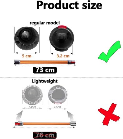 Ticimark Dyson V7 V8 V10 V11 V15 ile Uyumlu Lazer Işıklı Turbo Başlık ve Turuncu Boru Seti