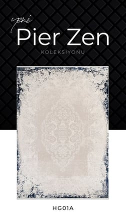Pierre Cardin Pier Zen HG01A Krem Lacivert Viskon Akrilik Yumuşak Leke Tutmaz Silinebilir Halı