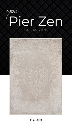 Pierre Cardin Pier Zen HG01B Krem Vizon Viskon Akrilik Yumuşak Leke Tutmaz Silinebilir Halı