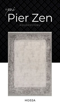 Pierre Cardin Pier Zen HG02A Krem Gri Viskon Akrilik Yumuşak Leke Tutmaz Silinebilir Halı