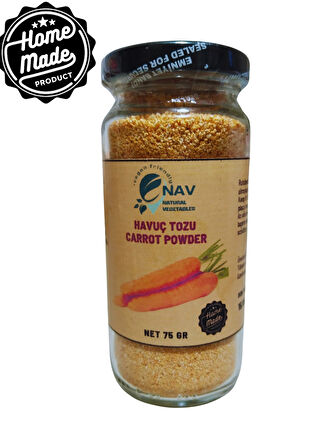 NAV Havuç Tozu Ev Yapımı Katkısız Koruyucusuz Sağlıklı Cam Şişede 75 GR