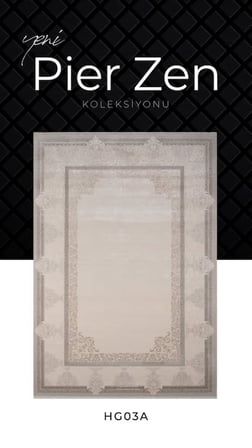 Pierre Cardin Pier Zen HG03A Krem Gri Viskon Akrilik Yumuşak Leke Tutmaz Silinebilir Halı