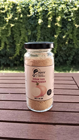 NAV Soğan Tozu Ev Yapımı Katkısız Koruyucusuz Sağlıklı Cam Şişede 75 GR