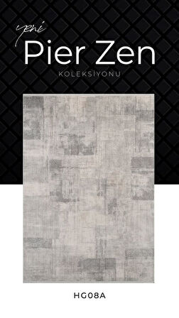 Pierre Cardin Pier Zen HG08A Krem Gri Viskon Akrilik Yumuşak Leke Tutmaz Silinebilir Halı