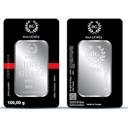 Has Gümüş 100GR (999.9) Külçe Gümüş