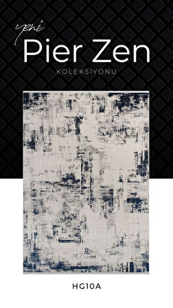 Pierre Cardin Pier Zen HG10A Krem Lacivert Viskon Akrilik Yumuşak Leke Tutmaz Silinebilir Halı