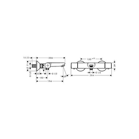 Hansgrohe Ecostat 13123000 Gümüş Banyo Bataryası