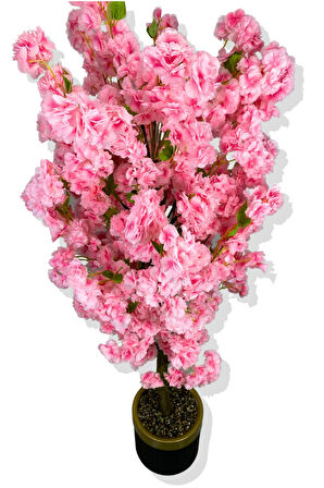 PEMBE LÜX YEŞİL YAPRAK DETAYLI BAHAR DALI 160 CM YAPAY AĞAÇ 30X25 GOLD KEMERLİ SAKSI