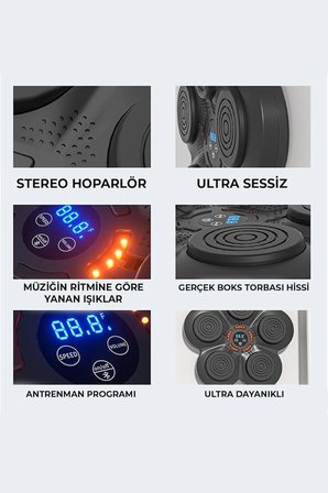 Müzikli Duvar Boks Padi Darbe Sensörlü Antrenman Pedi LED Işıklı Eğlenceli Boks Oyuncağı