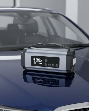 Taşınabilir Akü Takviye Cihazı Dijital Hava Kompresörü Powerbank ve LED Fener Bir Arada