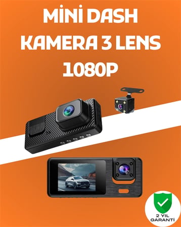 3 Kanallı Araç DVR – Ön + İç + Arka Kamera ile Tam Kapsama, Yüksek Güvenlik
