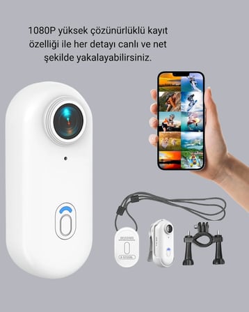 Kompakt 1080P Aksiyon Kamerası Suya Dayanıklı WiFi ve 120° Geniş Açı