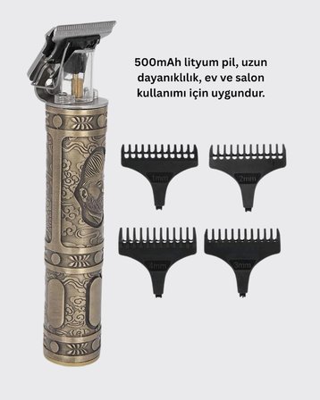 Güçlü Motorlu, 4 Kılavuz Taraklı Kompakt Saç Kesme Makinesi – Uzun Pil Ömürlü