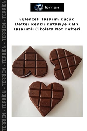 Eğlenceli Tasarım Küçük Defter Renkli Kırtasiye Kalp Tasarımlı Çikolata Not Defteri