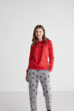 U.s Polo Assn. 16958 Kadın Lacivert Patlı Uzun Kollu Pijama Takımı -Lacivert