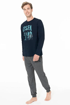 18955 Sıfır Yaka Paçası Bantlı Pijama Takım