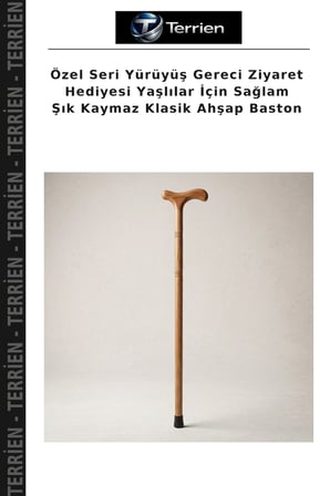 Özel Seri Yürüyüş Gereci Ziyaret Hediyesi Yaşlılar İçin Sağlam Şık Kaymaz Klasik Ahşap Baston