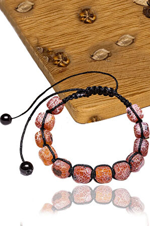 Sertifikalı Küp Kesim Damarlı Kırmızı Akik Taşı Bileklik