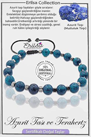 Sertifikalı Gerçek AAA+ Terahertz - Azurit Taşı Bileklik