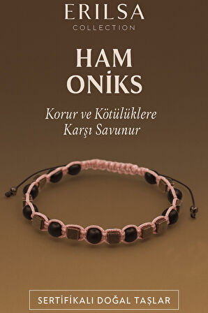 Sertifikalı Ham İşlenmemiş Oniks Taşı Bileklik – Kötülüklere Karşı Korur