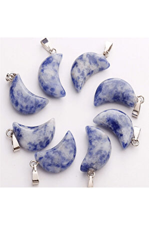 Sertifikalı Ay Model Gerçek Sodalit Taşı Kolye