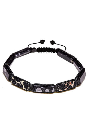 Sertifikalı Dikdörtgen Kesim Siyah Varisit Taşı Bileklik