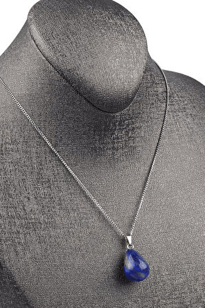 Sertifikalı Damla Model Gerçek Lapis Lazuli  Taşı Kolye