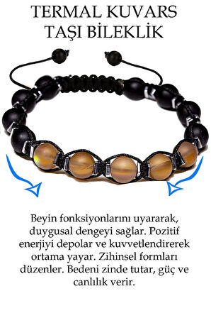 Sertifikalı Kahverengi Termal Kuvars Oniks Taşı Bileklik