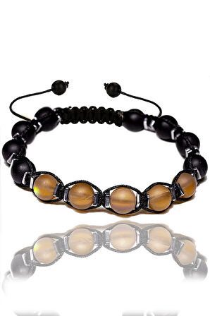 Sertifikalı Kahverengi Termal Kuvars Oniks Taşı Bileklik