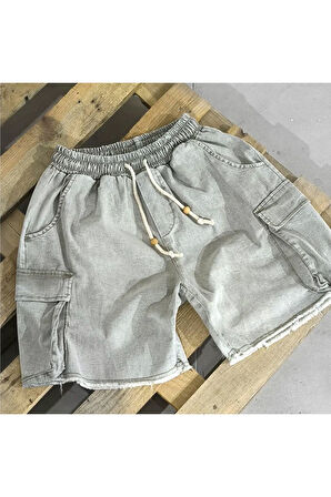Kargo Cepli Baggy Kesim Denim Şort