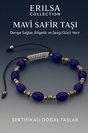 Sertifikalı Sentetik Mavi Safir Taşı Bileklik - Bilgelik Denge ve Sezgi Gücü Veren Takı