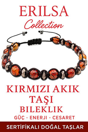 Sertifikalı Terahertz – Kırmızı Akik Taşı Bileklik – Koruma ve Canlılık Enerjisi