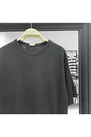 Basic İnce Triko Oversize T-Shirt