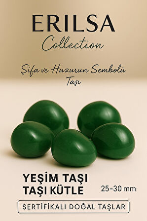 Sertifikalı Yeşim (Green Jade) Taşı Kütle 25–30 mm – Şifa ve Huzurun Sembolü