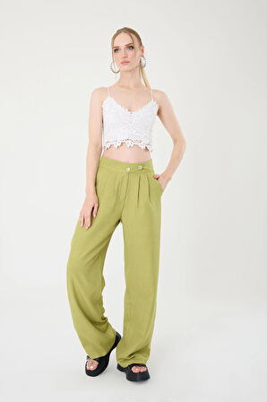 Keten Karışımlı Kore Model Palazzo Pantolon