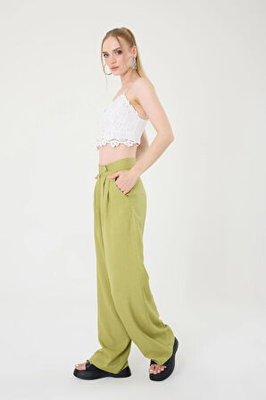 Keten Karışımlı Kore Model Palazzo Pantolon