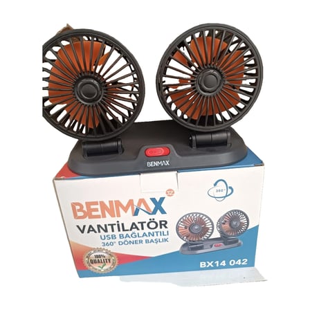 Çift Fanlı USB Vantilatör 360° Döner Başlıklı Masaüstü Fan