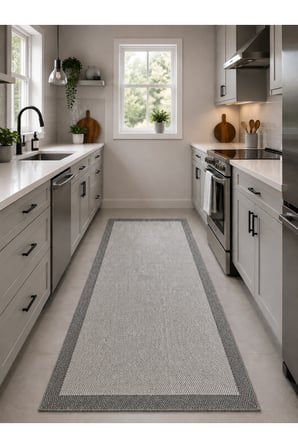 Gri Kenarlı Modern Tasarım Makine Halısı