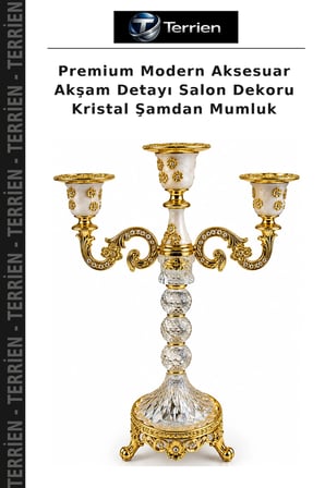 Premium Modern Aksesuar Akşam Detayı Salon Dekoru Kristal Şamdan Mumluk