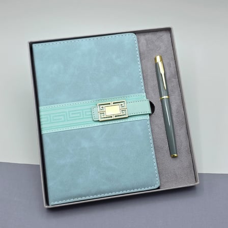 Özel Seri Tarihsiz Ajanda Defter Kalem Set Deri Desenli