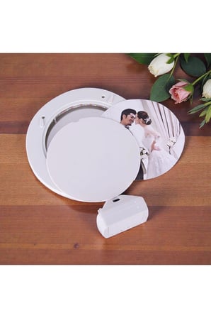 Kristal Yuvarlak Sihirli Ayna Led Işıklı Fotoğraflı Dekoratif Masa Üstü Gece Lambası Güzel Hediye
