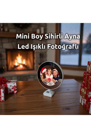 Yuvarlak Sihirli Ayna Led Işıklı Dekoratif Gece Lambası Fotoğraflı Ayna Ev Ofis İçin Hediye Mini Boy