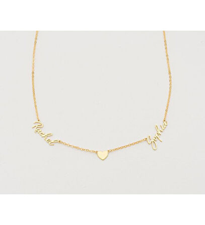 KALPLİ İKİ İSİM KOLYE GÜMÜŞ KİŞİYE