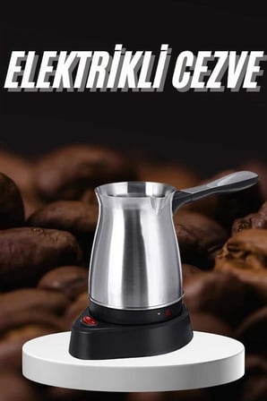 Paslanmaz Çelik Türk Kahvesi Makinesi 6 Fincan Kpasiteli Elektrikli Cezve