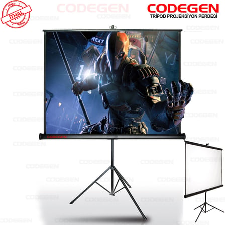 Codegen TX-24 TRIPOD PROJEKSİYON PERDESİ 240X200 (Arkası Siyah Fonlu - Taşınabi