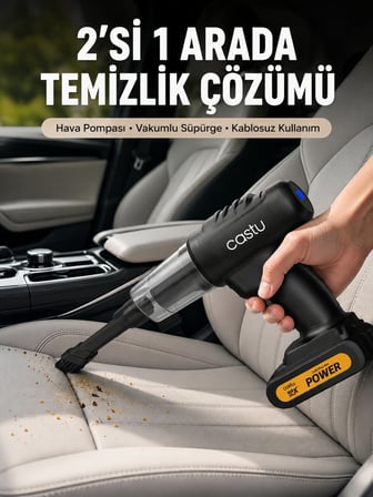 Kablosuz Araç El Süpürgesi Hava Pompası Kombinasyon