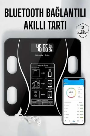 Akıllı Tartı Bluetooth Bağlantılı Yağ Ölçebilen Tartı Yeni Nesil