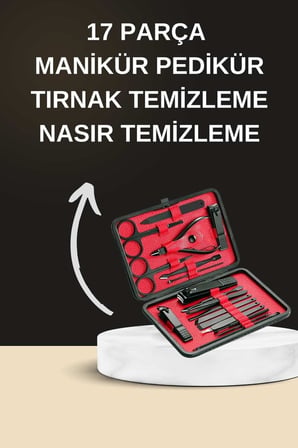 Elektrikli Manikür Pedikür Seti İkili Set 17 Parça Tırnak Bakımı Nasır Temiz
