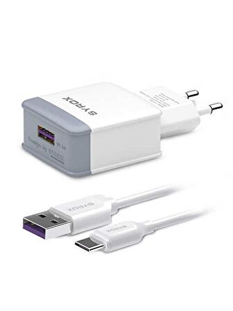 3.0 AHızlı Şarj Aleti Cihazı Adaptörü Syrox Q32 TYPE-C Girişli (Adaptör+Kablo) 